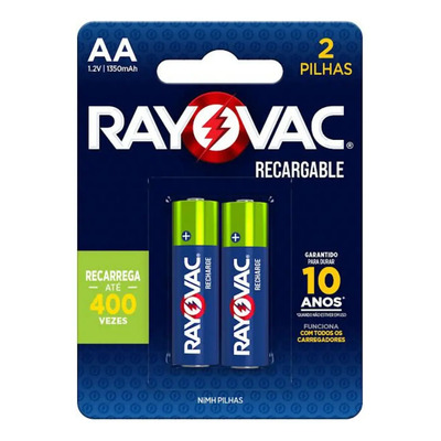02 Pilhas Aa Recarregáveis 1350mah Rayovac 1 Cart C\u002F 2 Unid | MercadoLivre