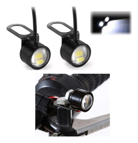 Par Faros Focos Led Ojo Aguila Fijo Estrobo Moto Auto Calida