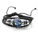 Pulsera Cuero Para Hombre Mujer Ajustable Colgante Van Gogh