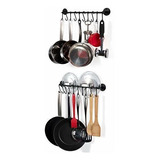 Organizador Utensilios De Cocina Con Ganchos - Negro