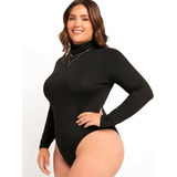 Body Feminino Plus Size Collant Suplex Com Fecho Sem Bojo