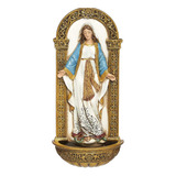 Virgen Inmaculada Con Pila Para Agua Bendita Importada 