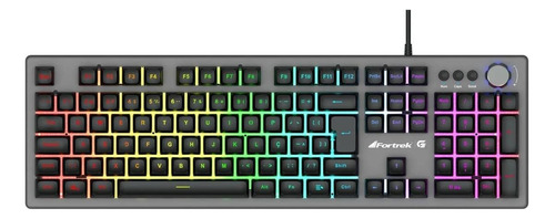 Teclado Gamer Fortrek Holt Português Brasil Cor Cinza Com Luz Rainbow