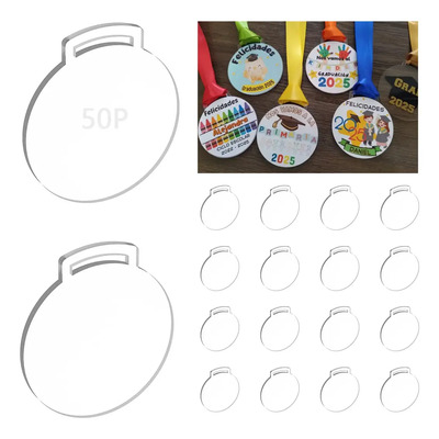 Medalla Acrílico Transparente Paquete 50 Piezas 6cm De 2mm | MercadoLibre