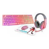 Combo Gaming Teclado + Mouse + Pad Mouse + Auricular Anime