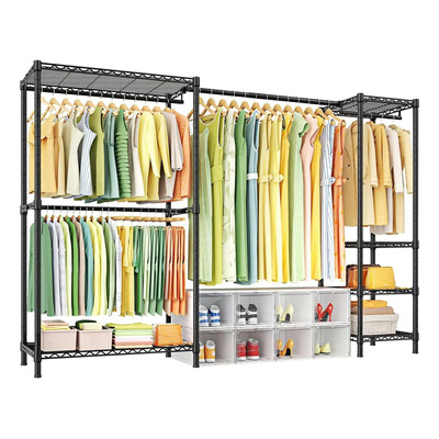 Metal Perchero Rack Organizador De Ropa Closet Percha Negra Dulida 190-255*43.5*195cm Negro