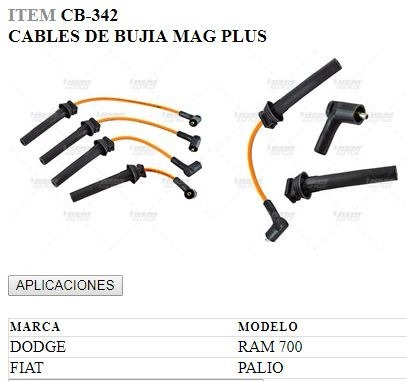 Cables Bujias Dodge Ram 700 4 Cil 1.6 Lts 15/17 Fiat Palio