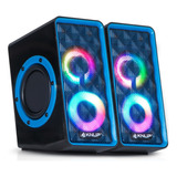 Caixa De Som Gamer Pc Notebook Potente Rgb Luz Led Usb P2