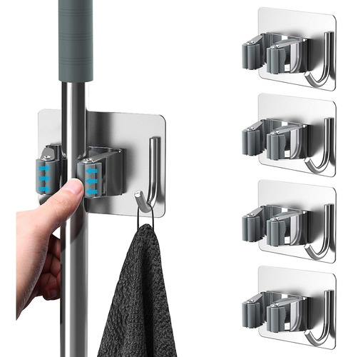 Mop Broom Holder No Drill Sus304 Stainless Steel, Homeasy Aa