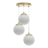 Lustre Pendente Globo Jabuticaba Bola Moon Trio 15 Dourado