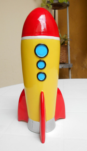 Mini Foguete Espacial Cofre Brinquedo Antigo Apolo Resina