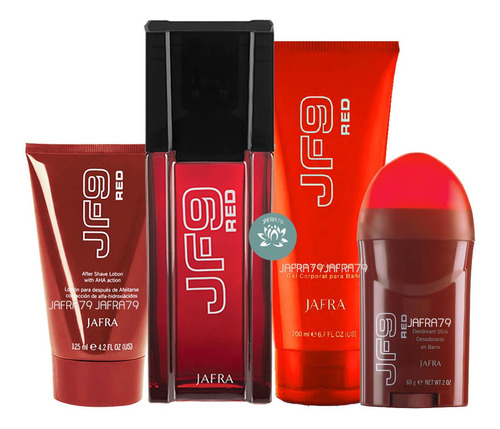 Jf9 Red Perfume Jafra+desodorante+after Shave+gel De Baño 