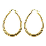 Brinco Argola Oval Dourado 18k  Medio Argola Com Garantia