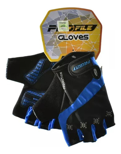 Guantes Cortos Gel Profile Ciclismo Ruta Mtb Azul Amarillo