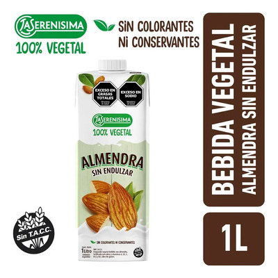 Bebida 100% Vegetal De Almendra Sin Azucar La Serenisima 1lt | MercadoLibre