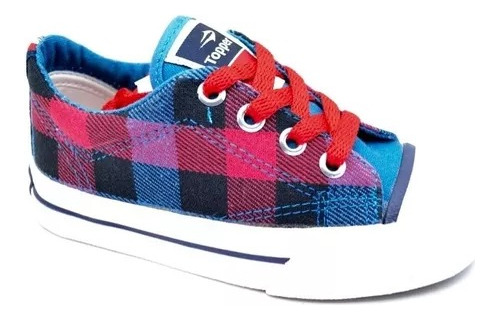 Zapatillas Topper Pasos Kilt Niños Escosesa Azul Y Rojo