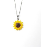 Elegante Collar Girasol Margarita Acero Inoxidable Resina