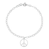 Pulseira Pingente Paz Prata 925