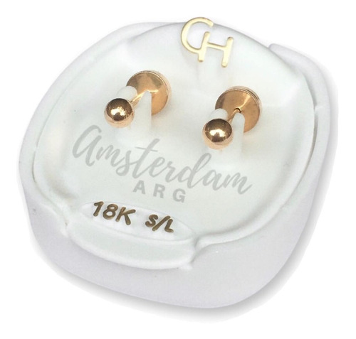 Abridores De Oro 18kt Marca Ch Bolita 702   ..amsterdamarg..