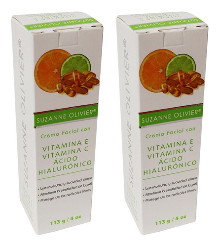 Crema Vit C, E, Acido Hialurónico (2 Piezas) Hidratante