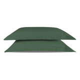 Kit 2 Fronha Avulsa 70cm X 50cm Percal 200 Fios Algodão Gol Cor Verde Militar