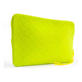 Carteira Mini Bag Silicone Quicksand Com Zíper Cor Amarelo Desenho Do Tecido Entrelaçado