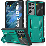 Funda Para Samsung Galaxy S22 Ultra / Verde Con Soporte