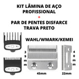 Kit Barbeiro Reposição Lâmina De Inox + Pentes Trava Preto!!
