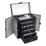 V-lafuy Caja Organizadora De Joyas Grande Joyero Negro, Orga