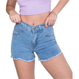 Short Jean Denim Mujer Elastizado Tiro Alto Talles Y Colores