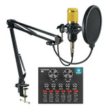 Microfone Condensador Canto Podcast Bm-800 Placa De Áudio