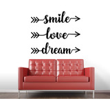 Vinilo Frase Flechas Smile Love Dream 60x50cm