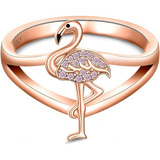 Anillo Flamenco Para Mujer Plata 925 Bonito Oro Rosa Rosa Fl