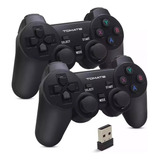 Kit 2 Controles Wireless Com Receptor Usb Gamepad Sem Fio 