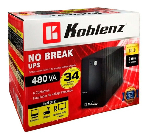 No Break Koblenz 4816 R 480va 4 Contactos 240w 34 Minutos