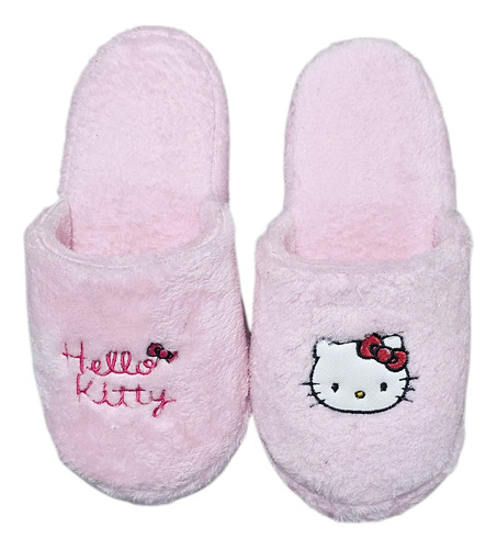 Pantufla De Hello Kitty Rosa Bordado Y Planchado Rosa Pastel | Meses sin interés