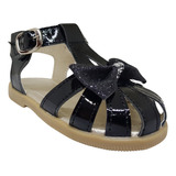 Sandalias Bautismo/comunión/fiesta Nena Negro Bebe Zapato