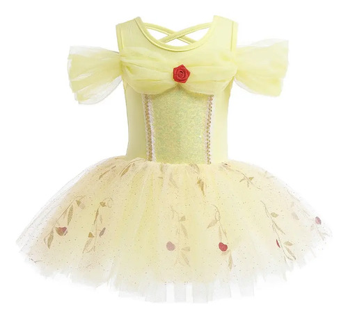 Tutú Amarillo Estilo Princesa Bella Con Falda Esponjada