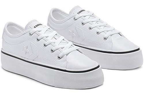 Tenis Converse  Plataforma Mujer 565250 White/black Blancos 