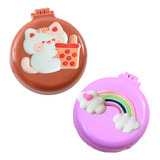 2pz Mini Cepillo Plegable Espejo Kawaii Portatil Bolsillo Color Ab