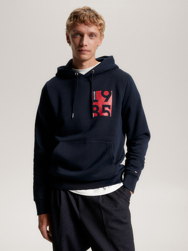 Polerón Hoodie Logo Estampado Hombre Tommy Hilfiger Azul