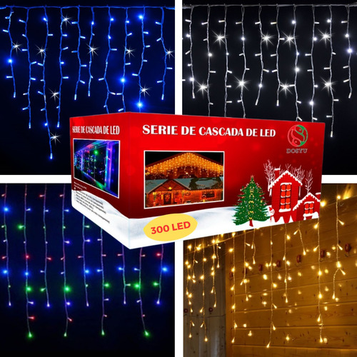 Serie Navideña Cascada De 700 Led 13m 12 Pzs Colores Mixtos