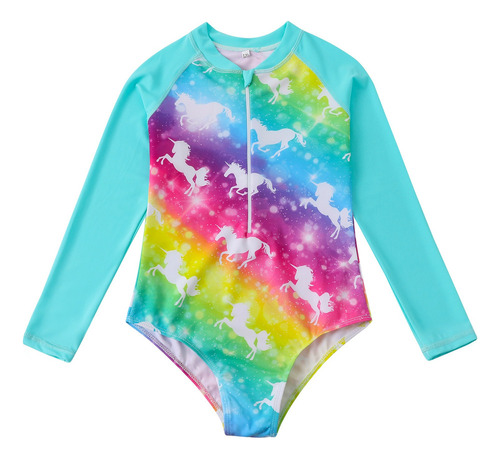 Traje De Baño Una Pieza Niñas Unicornio Bañador Ropa Playa A