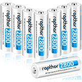 Baterías Aa Recargables Rapthor 8 Piezas 2800 Mah 1.2v...