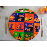 6 Platos Base Y 6 Fundas Halloween Para Tu Mesa Calabazas