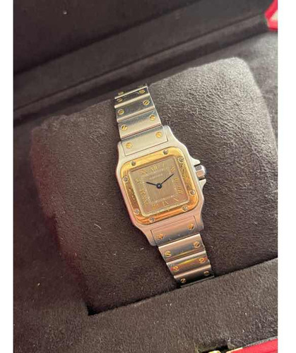 Reloj Cartier Santos Galbee Grey Romans Dial Acero Oro 18k