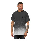 Camiseta Manchada Preta Com Gotas De Tinta Branca Masculina