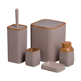 Kit Banheiro 5pcs Quadrado Oky Mood Lavabo Completo Bege