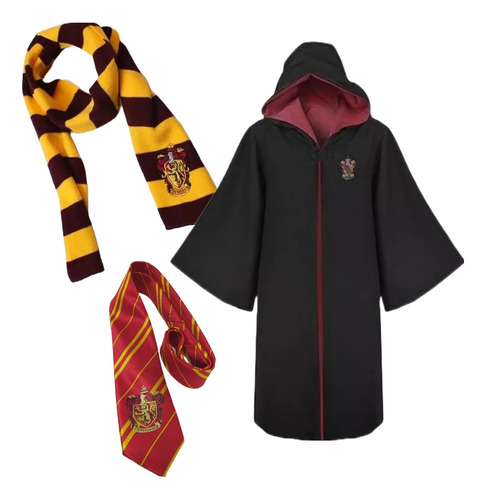 Pack Disfraz Bufanda ,corbata Y Capa Harry Potter Gryffindor Con Diferentes Tallas