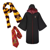 Pack Disfraz Bufanda ,corbata Y Capa Harry Potter Gryffindor Con Diferentes Tallas